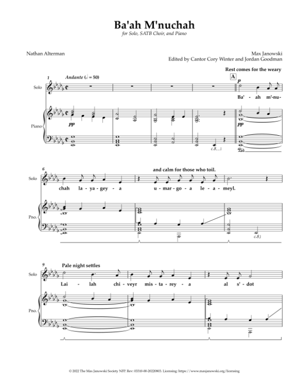 Ba’ah M’nuchah (Choral Arrangement) - Image 2