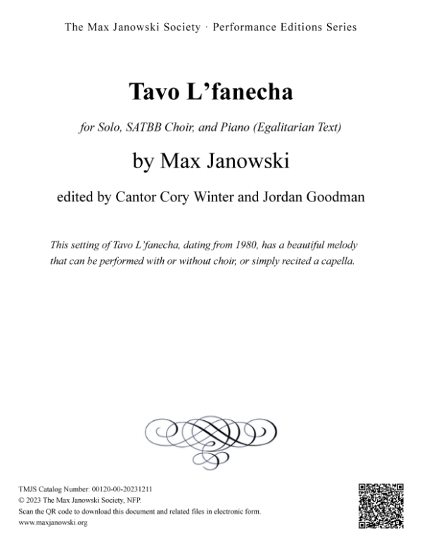Tavo L’fanecha (Solo and Choral)