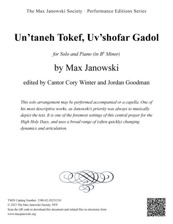 Un’taneh Tokef, Uv’shofar Gadol (Solo)