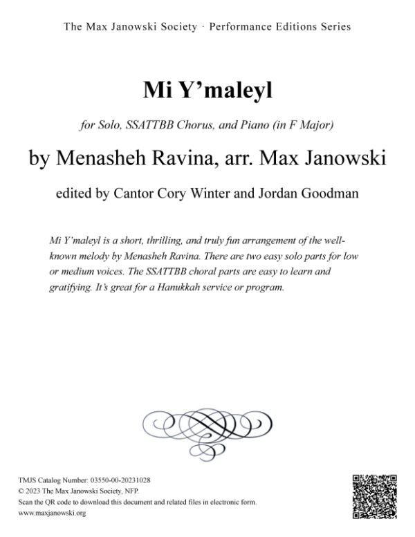 Mi Y’maleyl (Choral Arrangement)