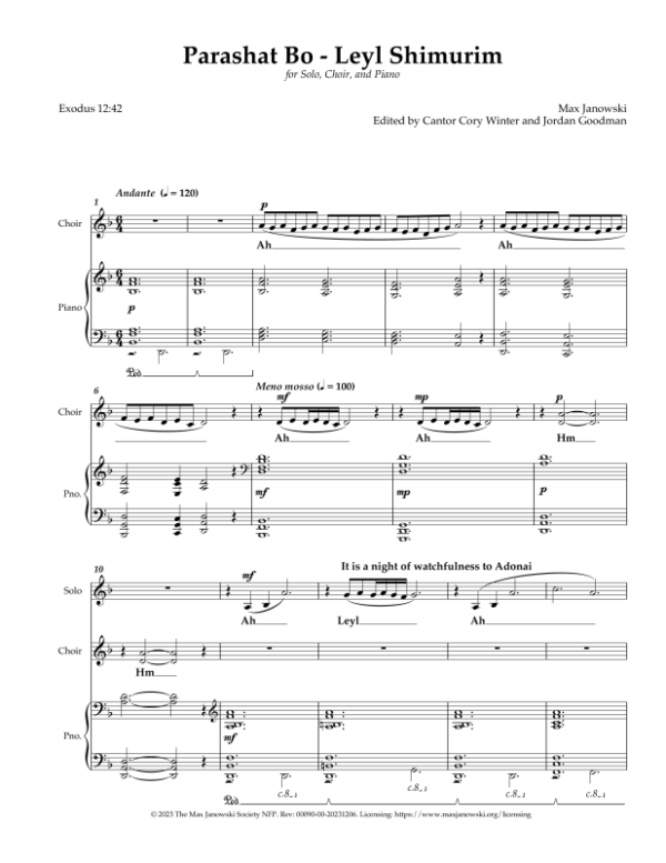 Leyl Shimurim (Choral) - Image 2